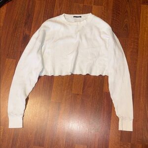 Brandy Melville Cream Cropped Knit Top